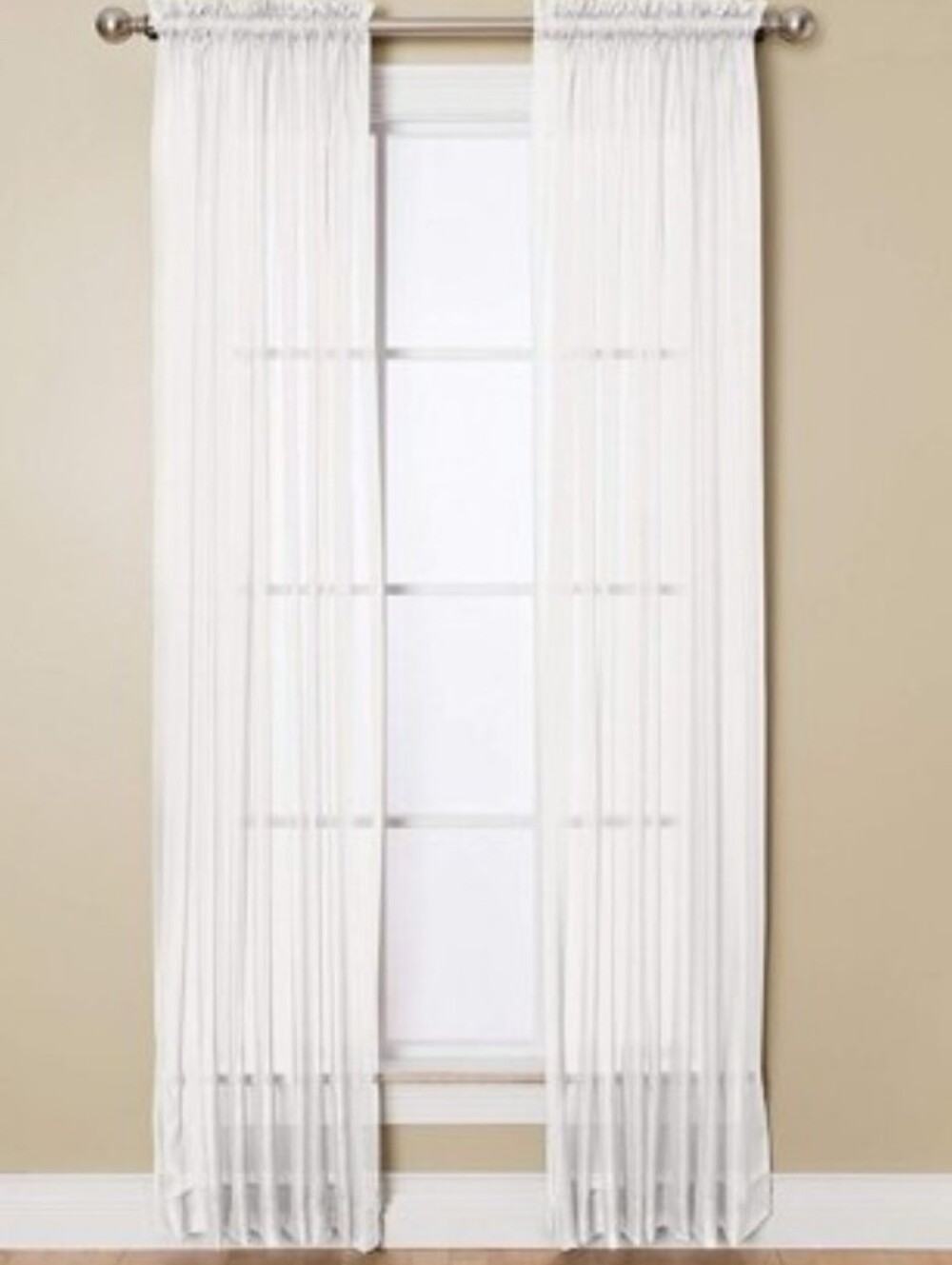 Corona Sheer White Window Curtain Panel - Elegant Light-Filtering Drapery NWT